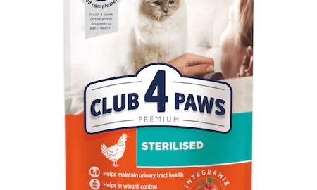 Hrana umedă completă pentru pisici, Club 4 Paws Premium, Sterilizate 24x80g